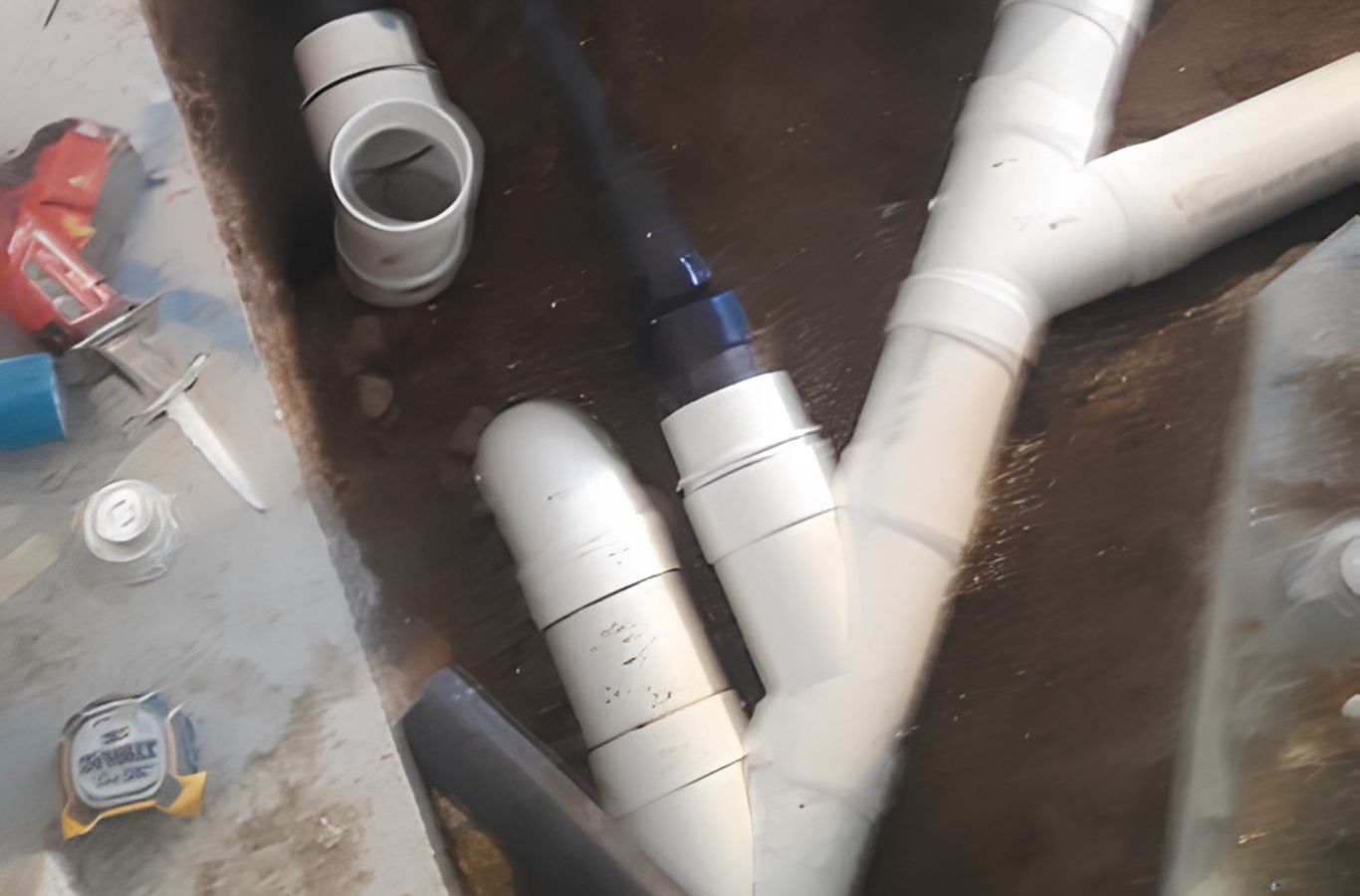 Plumber assessing sewer backup issue outside occupied Duluth home near clogged cleanout access